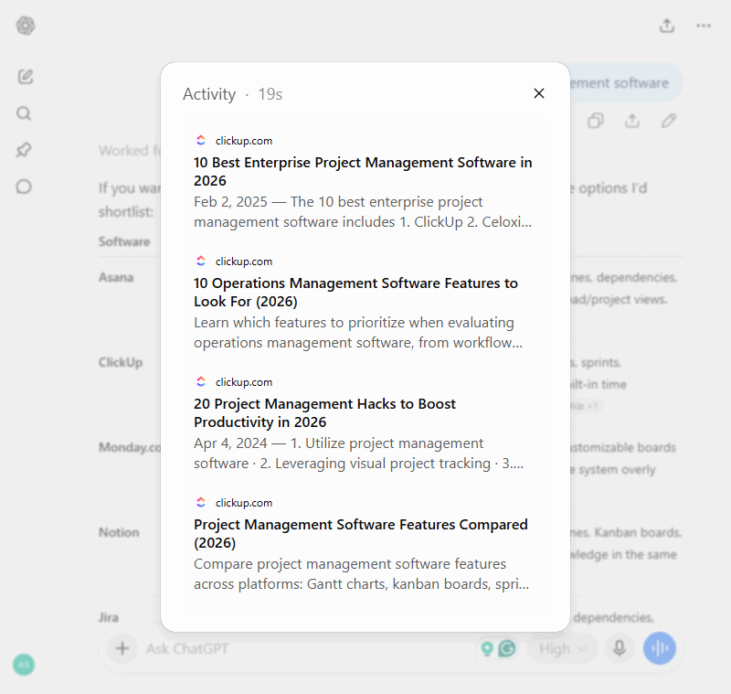 ChatGPT sources for listicles