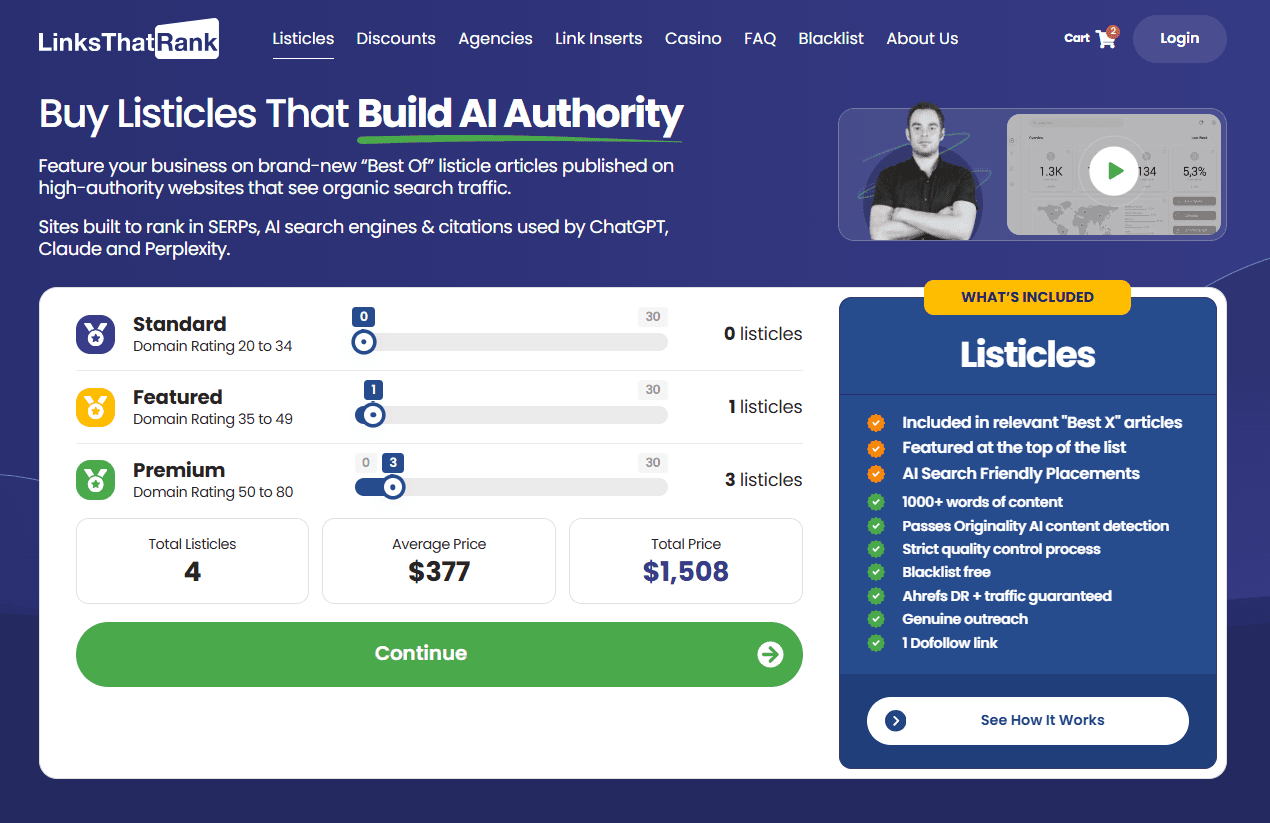 LinksThatRank listicle link building service page